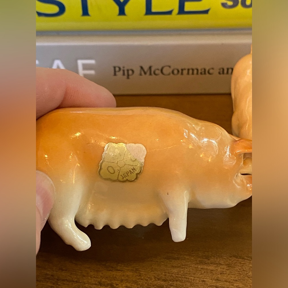 Set Of 2 Otagiri OMC Pigs Hogs Swine Mom Baby Japan Miniature Figurines VTG - Picture 3 of 8